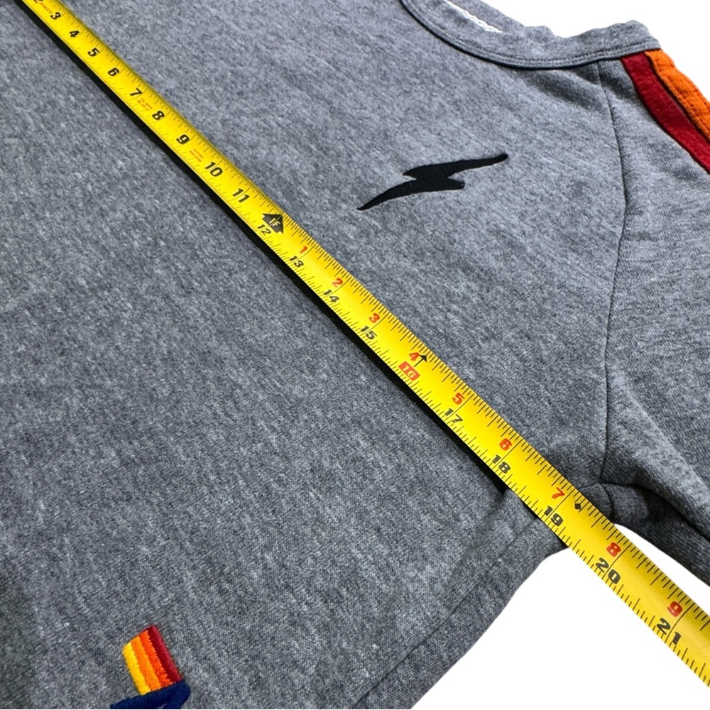 Aviator Nation Heather Grey Rainbow 5 Stripe Cropped - Picture 5 of 8